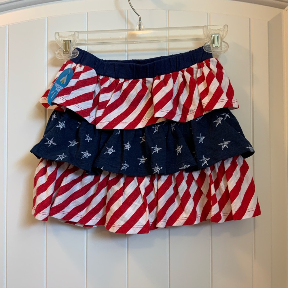 Lightning Bug tiered skort, red, white & blue, flag